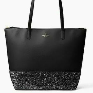 Kate spade penny Greta glitter Black Tote Bag New